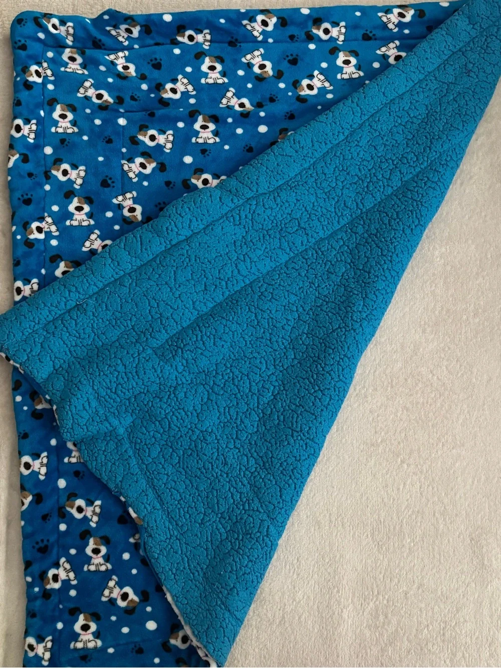 Blue Puppy Print Thick Plush Doggy Blanket